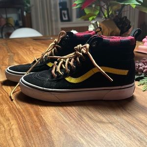 Vans red plaid high tops